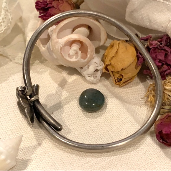 Hand Forged Sterling Floral Bangle Type Bracelet - Picture 4 of 7